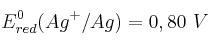 E^0_{red} (Ag^+ / Ag) = 0,80\ V