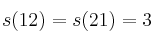 s(12)=s(21)=3