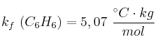 k_f\ (C_6H_6) = 5,07\ \frac{^\circ C\cdot kg}{mol}