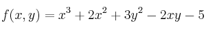f(x,y)=x^3+2x^2+3y^2-2xy-5