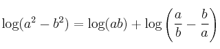 \log (a^2-b^2) = \log (ab) + \log \left( \frac{a}{b}-\frac{b}{a} \right)