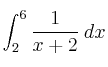 \int_2^6 \frac{1}{x+2} \:dx