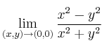 \lim_{(x,y)\rightarrow(0,0)}{\frac{x^2-y^2}{x^2+y^2}}