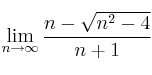 \lim\limits_{n \rightarrow \infty} \frac{n - \sqrt{n^2-4}}{n+1}