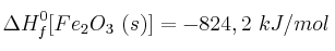 \Delta H_f^0[Fe_2O_3\ (s)]=-824,2\ kJ/mol