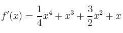 f'(x)=\frac{1}{4}x^4+x^3+\frac{3}{2}x^2+x
