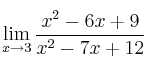 \mathop{\lim}\limits_{x \to 3} \frac{x^2-6x+9}{x^2-7x+12}