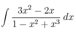 \int \frac{3x^2-2x}{1-x^2+x^3} \: dx