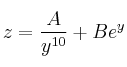 z=\frac{A}{y^{10}}+Be^y