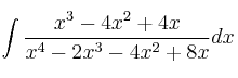 \int \frac{x^3-4x^2+4x}{x^4-2x^3-4x^2+8x} dx